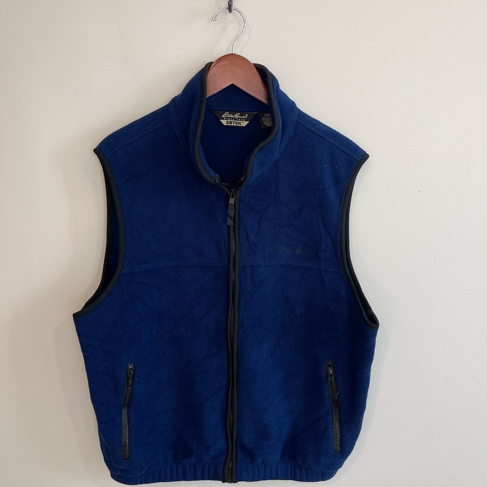 Eddie Bauer Men’s Blue Fleece Vest - Vintage size medium. EBTEK - Picture 2 of 7